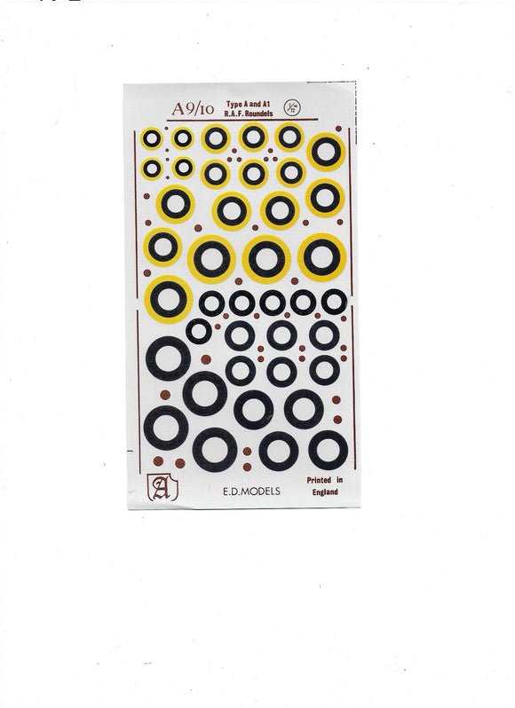 A9/10 Type A and A1 R.A.F. Roundels 1/72 by ALMARK