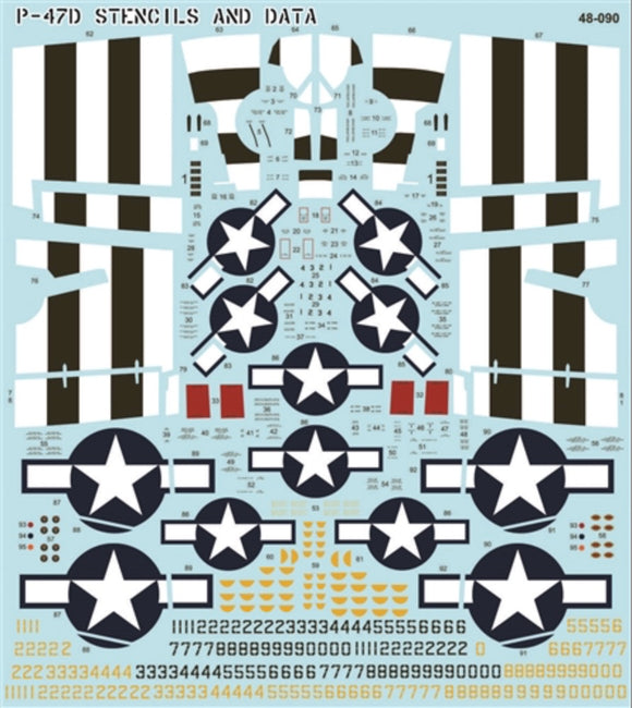 48-090 P-47D Stencil & Data 1/48 by FURBALL AERO-DESIGN