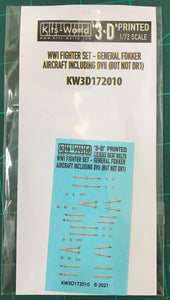 KW3D172010 General Fokker Aircraft Including DVII But Not Dr1 1/72 by KITS-WORLD