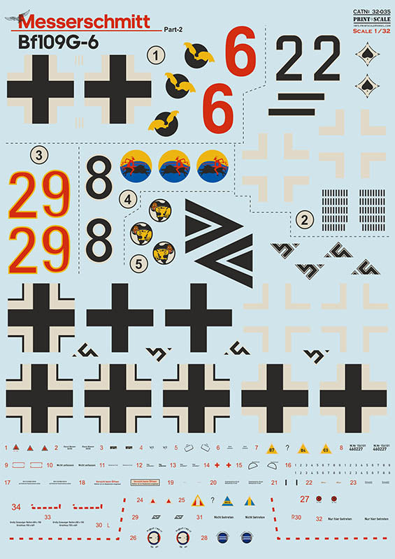 32-035 Messerschmitt Bf 109G-6 Part 2 1/32 by PRINT SCALE