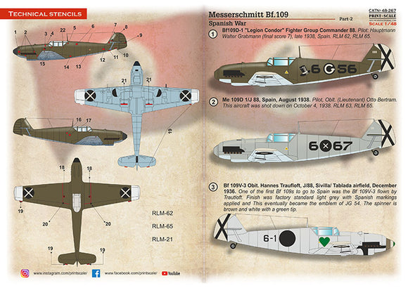 48-267 Messerschmitt Bf 109B/D Spanish Civil War 1/48 by PRINT SCALE