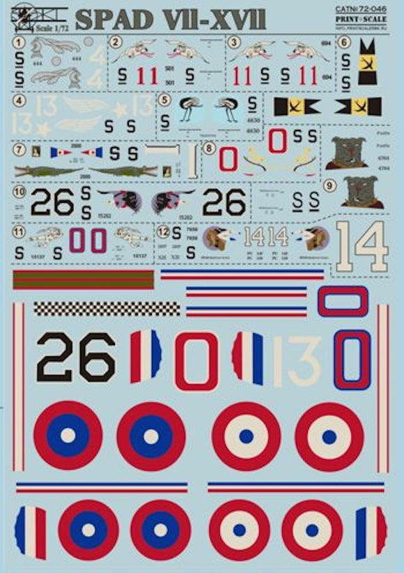 72-046 SPAD VII-XVII 1/72 by PRINT SCALE