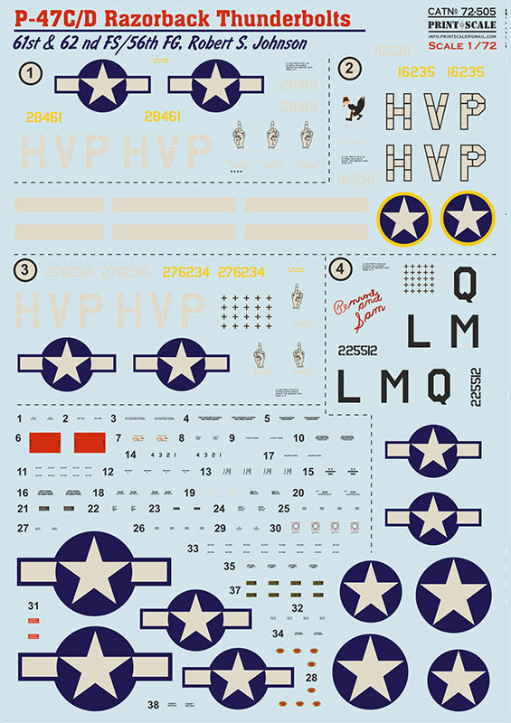 72-505 Republic P-47C/P-47D Razorback Thunderbolts 1/72 by PRINT SCALE