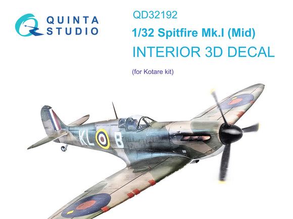 QD32192 Supermarine Spitfire Mk.Ia Interior 3D Decal 1/32 by QUINTA STUDIO