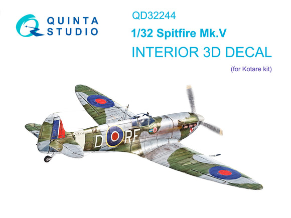 QD32244 Supermarine Spitfire Mk.V 3D interior decal (Kotare) 1/32 by QUINTA STUDIO