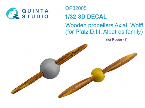 QP32005 Wooden Propeller decals,  Axial, Wolff 1/32 by QUINTA STUDIO