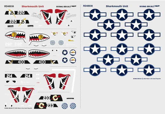 RD48036 Sharkmouth Unit P-40 Warhawks 51st FG CBI 1/48 by RISING DECALS