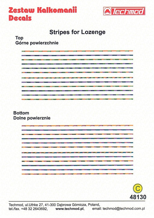 48130 Stripes for lozenge (rib tapes) 1/48 by TECHMOD