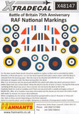 X48147 Battle of Britain 75th Anniversary Hurricanes Spitfires National markings 1/48 XTRADECAL