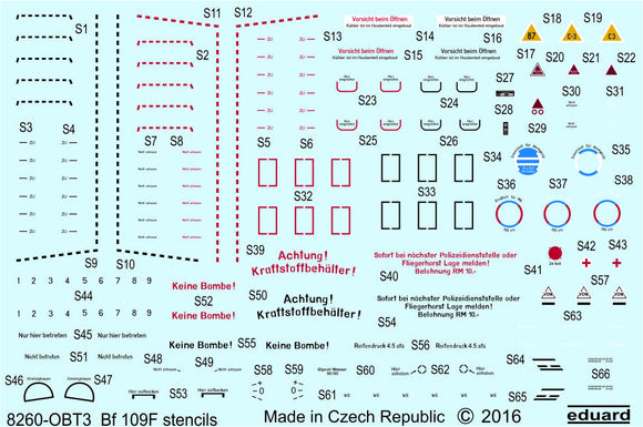 D48026 Messerschmitt Bf 109F stencils 1/48 by EDUARD