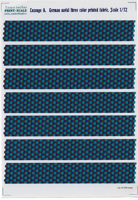 004-camo Lozenge A. German Naval Three Color Printed Fabric 1/72 by PRINT SCALE