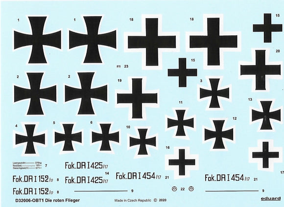 D32006 Die roten Flieger Fokker Dr.1 decals 1/32 by EDUARD