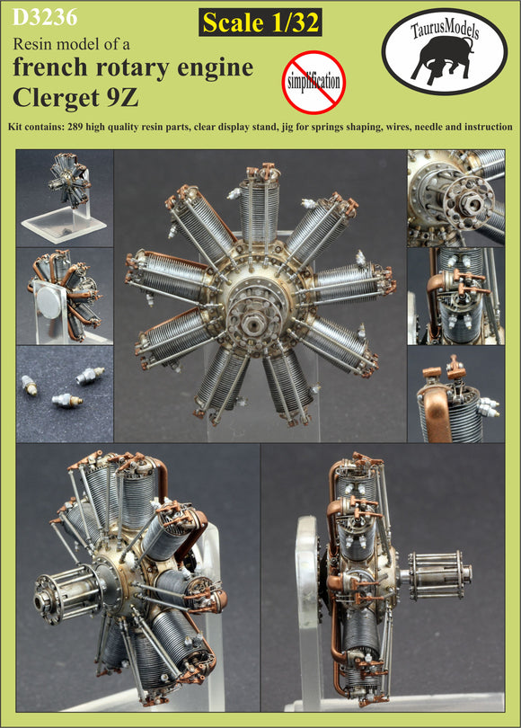 D3236 Clerget 9Z French rotary engine 1/32 by TAURUS