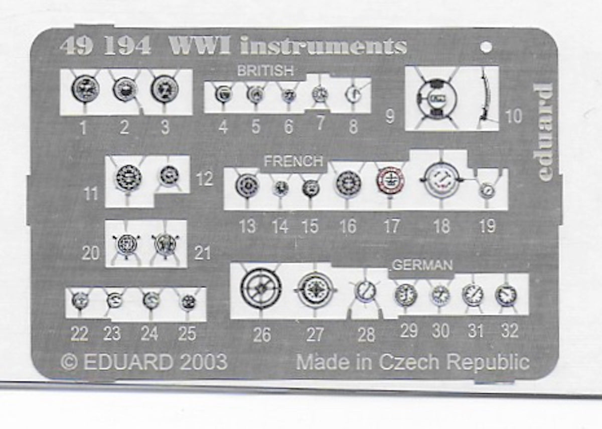 49194 WWI Instruments 1/48 by EDUARD – Greentail Models