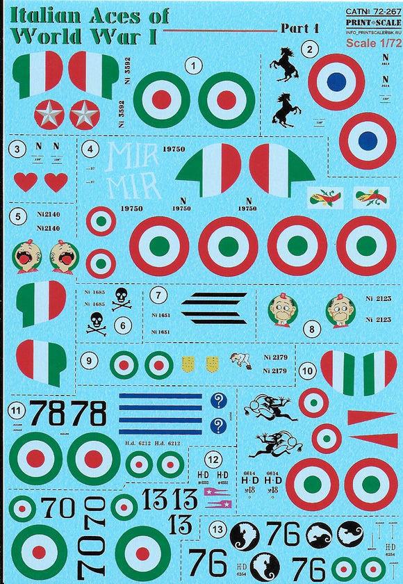 72-267 Italian Aces of World War I Part1. 1/72 by PRINT SCALE