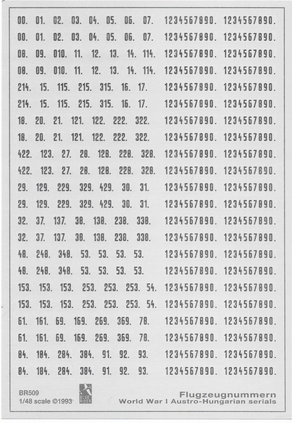 BR-509 k.u.k. Luftfahrtruppe Serial Numbers 1/48 by BLUE RIDER