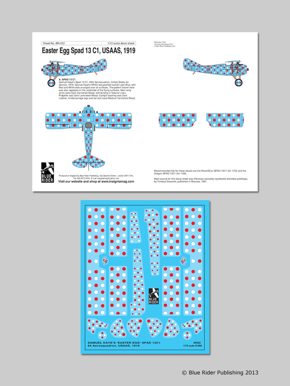 BR-222 Easter egg SPAD 13 C1, USAAS, 1919 1/72 by BLUE RIDER
