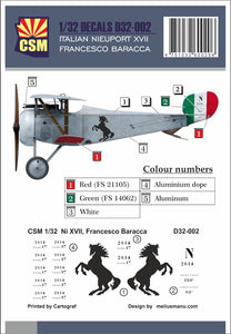 D32-002 Italian Nieuport XVII Francesco Baracca 1/32 by COPPER STATE MODELS