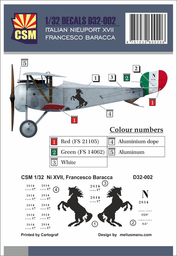 D32-002 Italian Nieuport XVII Francesco Baracca 1/32 by COPPER STATE MODELS