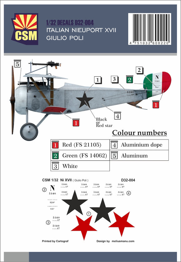 D32-007 Italian Nieuport XVII Giulio Poli 1/32 by COPPER STATE MODELS