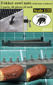 D3224 Fokker cowl nuts (with base washer) 2 parts, 46 pieces of each 1/32 by TAURUS