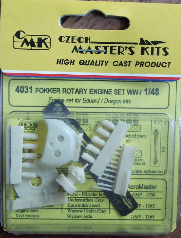 4031 FOKKER ROTARY ENGINE SET WWI 1/48 by CMK