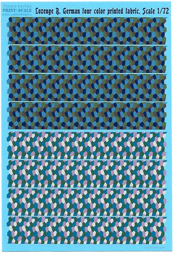 005-camo Lozenge B. German Four Colour Printed Fabric 1/72 by PRINT SCALE