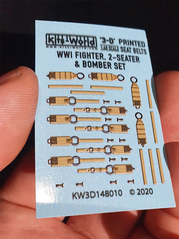 KW3D148010 WWI Fighter, 2-Seater & Bomber Seatbelts Set 1/48 by Kits-World