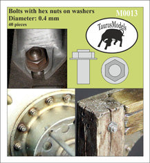 M0013 Bolts with Hex Nuts on Washers Diameter: 0.4 mm (40 pieces )1/32 by TAURUS