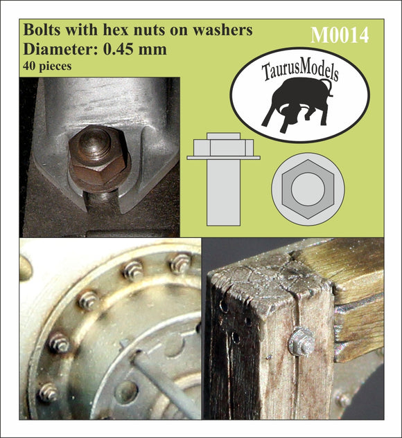 M0014 Bolts with Hex Nuts on Washers Diameter: 0.45 mm (40 pieces) 1/32 by TAURUS