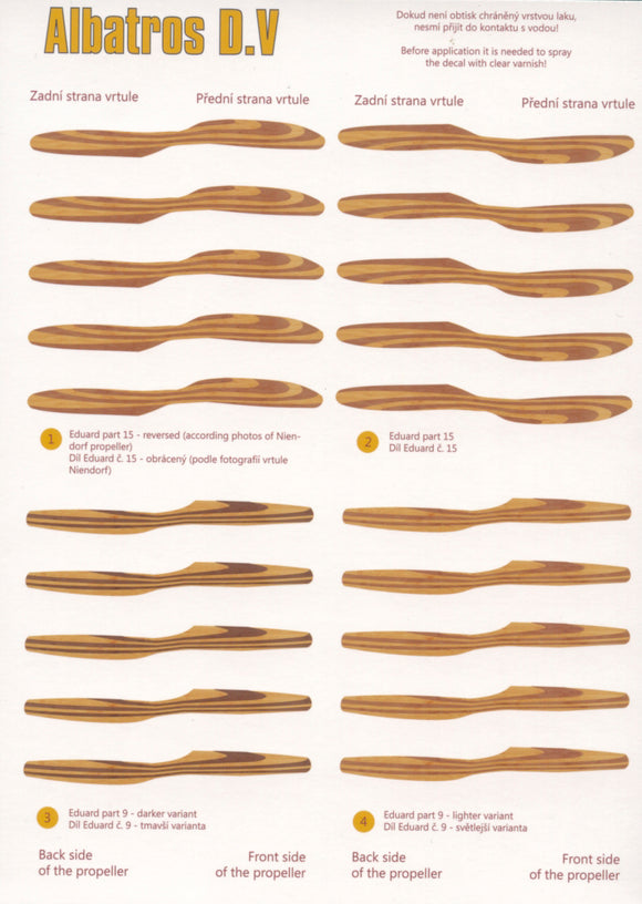 49004 Albatros D.V Propeller decals  1/48 by PEEWIT