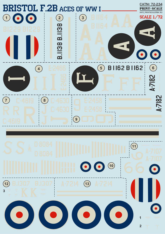 72-234 BRISTOL F.2B ACES OF WWI 1/72 by PRINT SCALE