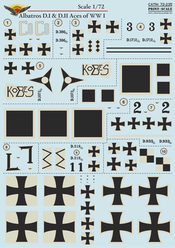 72-235 Albatros D.I & D.II Aces of WWI 1/72 by PRINT SCALE