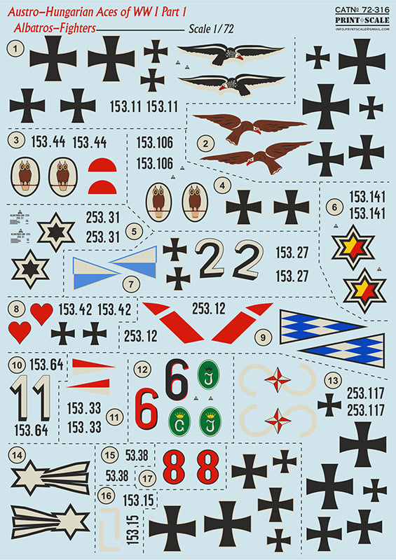 72-316 Austro-Hungarian Aces of WWI Part 1. Albatros Fighters 1/72 PRINT SCALE