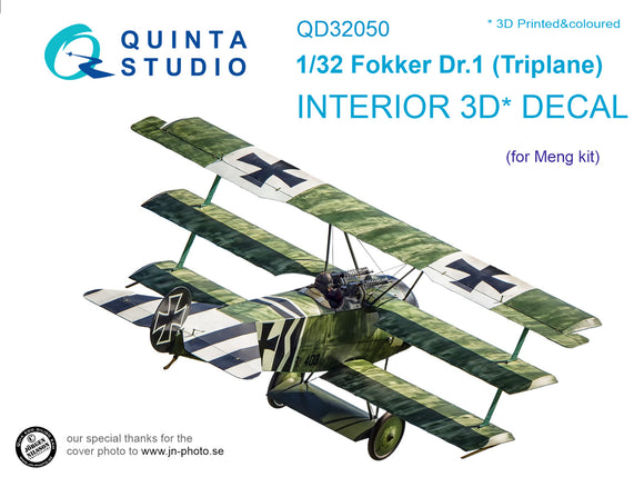 QD32050 Fokker Dr.1 (Triplane) Interior 3D Decal 1/32 by QUINTA STUDIO