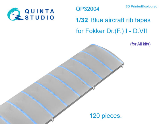 QP32004 Blue aircraft rib tapes for Fokker Dr.1 - D.VII 3D 1/32 by QUINTA STUDIO