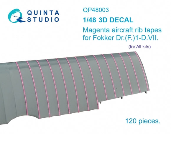QP48003 Magenta aircraft rib tapes for Fokker Dr. (F) 1 - D.VII 3D 1/32 by QUINTA STUDIO