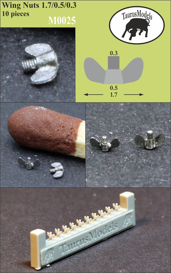 M0025 Wing Nuts Dimensions: 1.7/0.5/0.3 mm (10 pieces) 1/32 by TAURUS